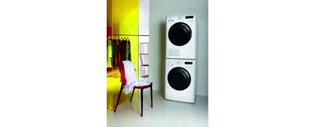 New eco-friendly Whirlpool washing machine and tumble dryer take up less space in the kitchen
